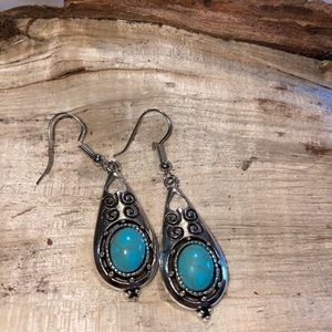 Turquoise and Silver Color New Dangle Earrings New for The Season